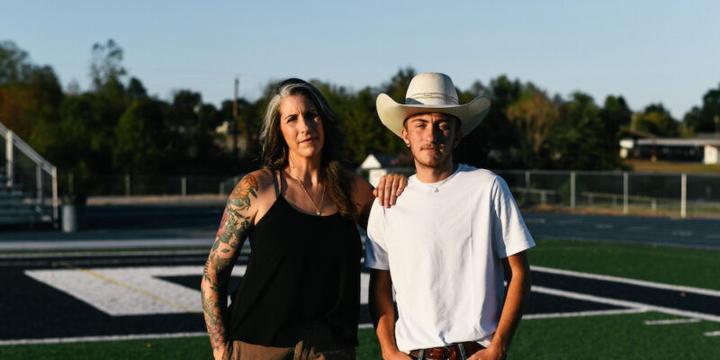 Dylan Brandt and his mother.