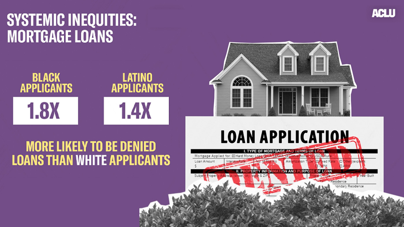 A graphic addressing the systemic inequities in loan applications.
